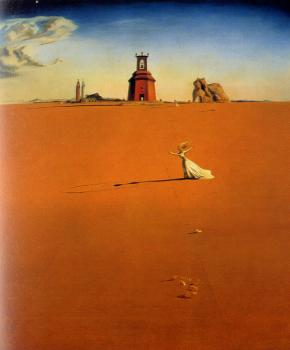 Salvador Dali : Landscape With a Girl Skipping